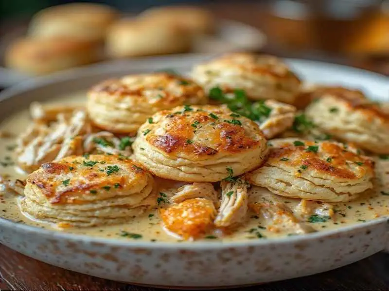 Crockpot Chicken and Dumplings with Cheddar Bay Biscuits
