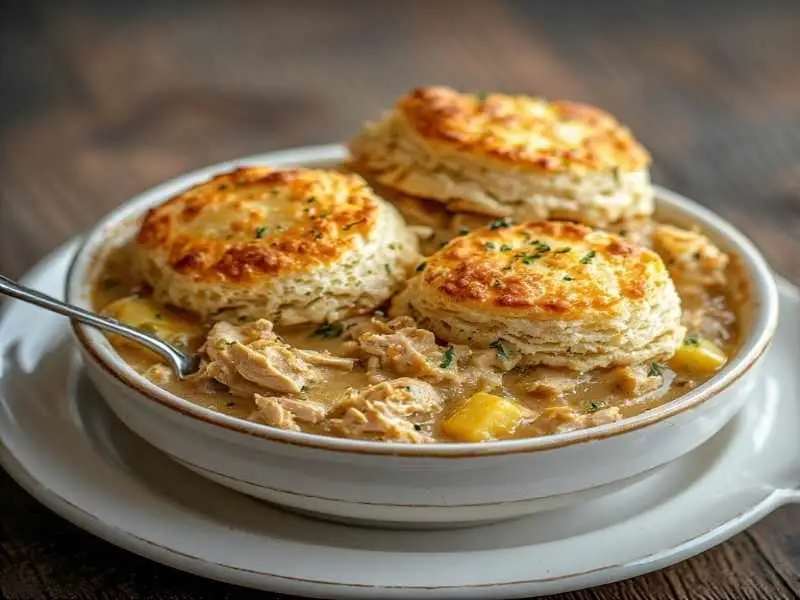 Crockpot Chicken and Dumplings with Cheddar Bay Biscuits