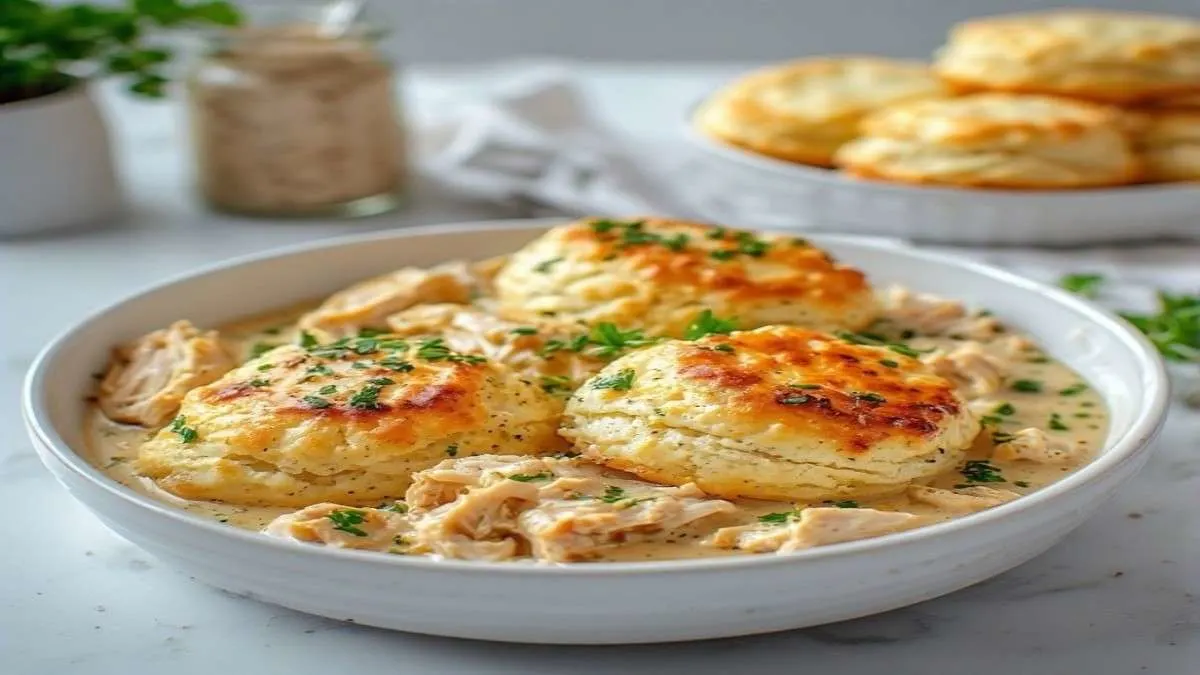 Crockpot Chicken and Dumplings with Cheddar Bay Biscuits