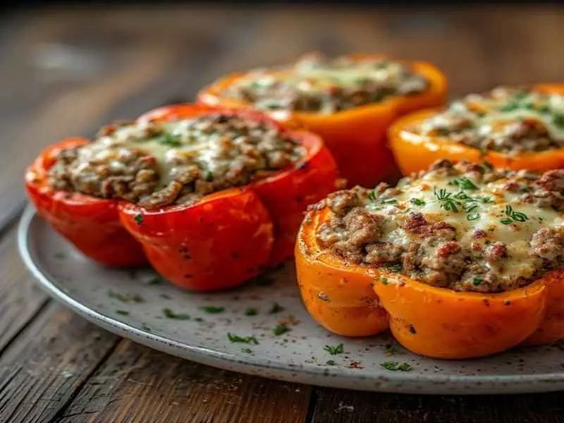 Easy Keto Philly Cheesesteak Stuffed Peppers