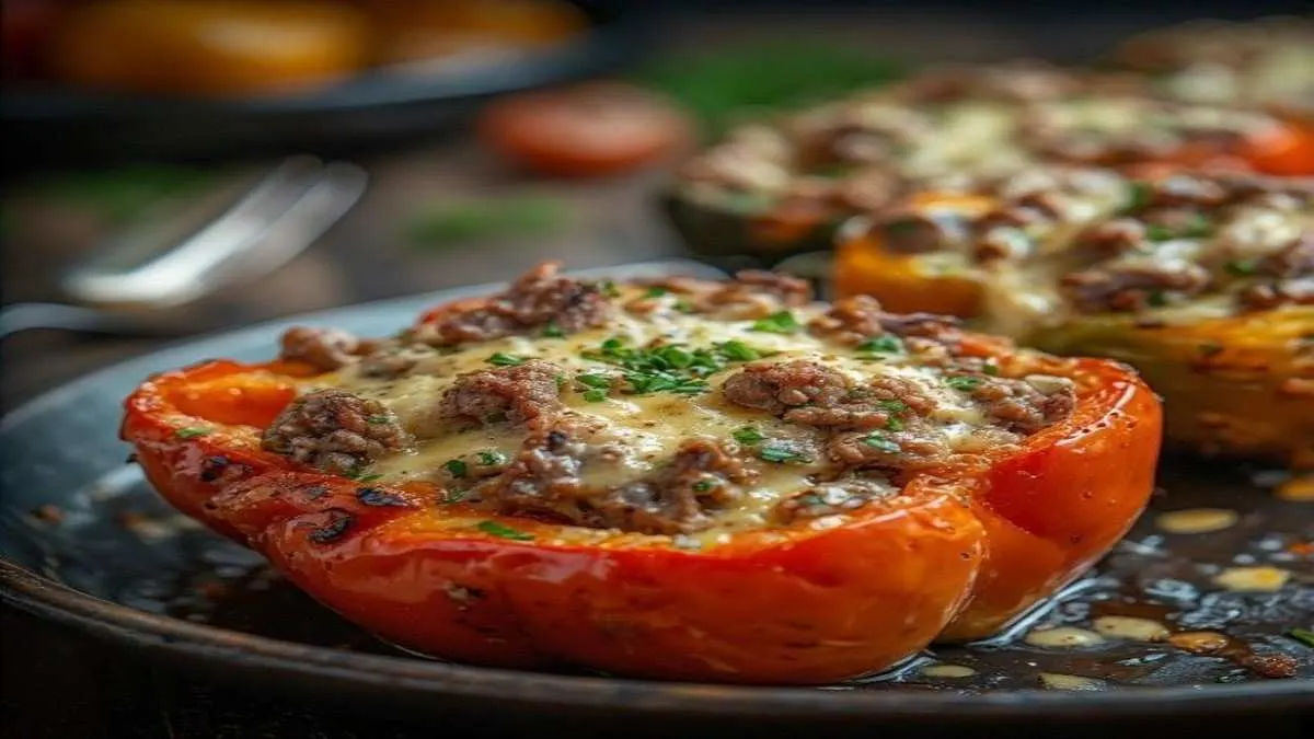 Easy Keto Philly Cheesesteak Stuffed Peppers