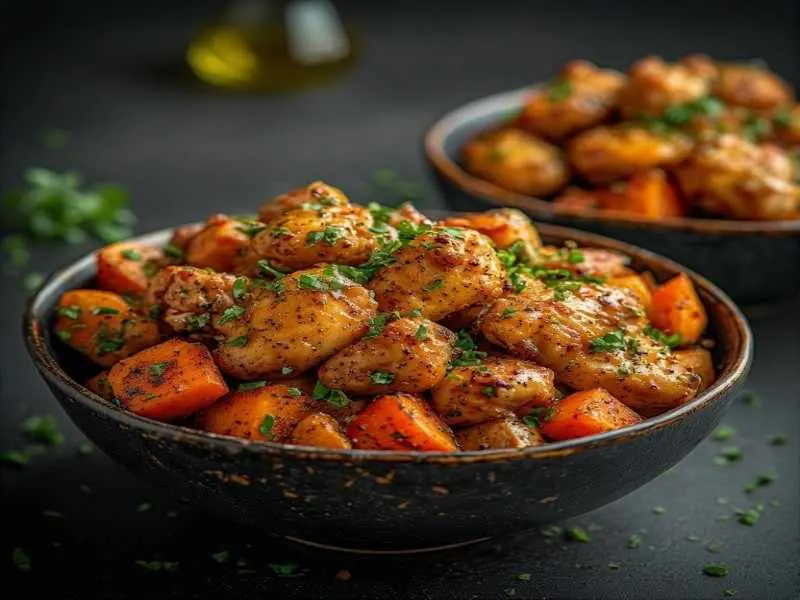 Maple Dijon Chicken & Sweet Potato Bowls