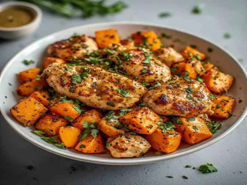 Maple Dijon Chicken & Sweet Potato Bowls