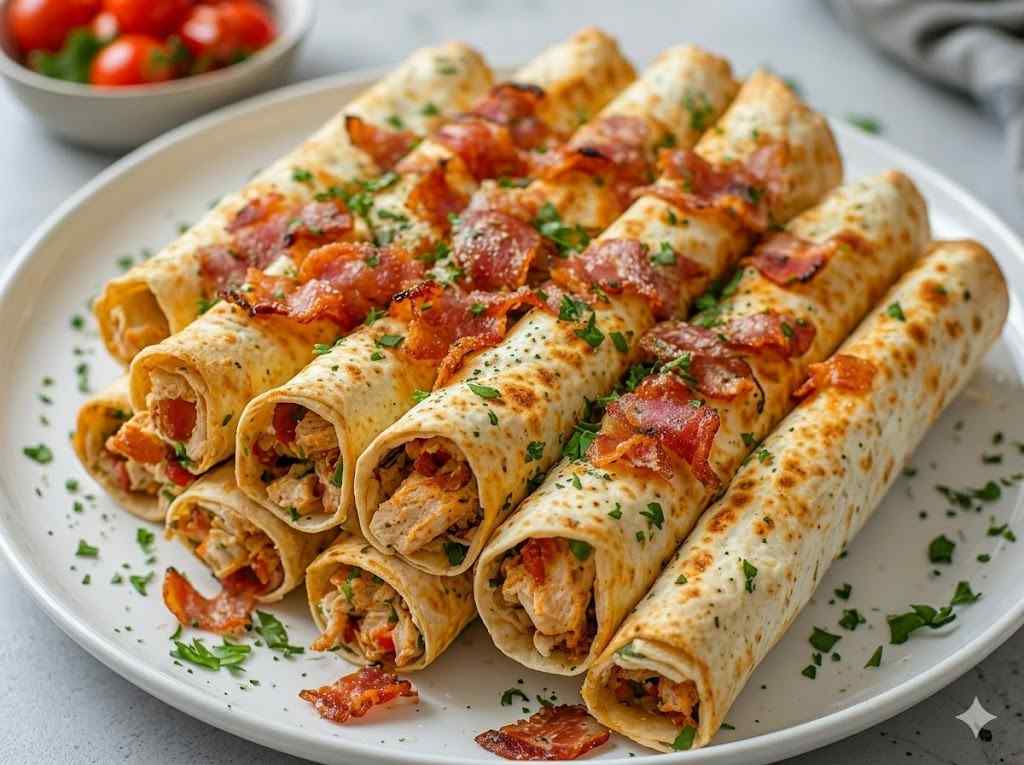 keto bacon chicken ranch taquitos