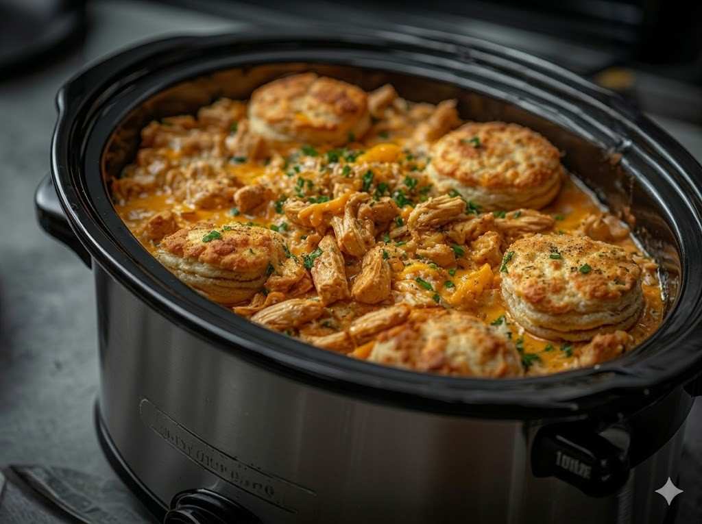 crockpot chicken and dumplings cheddar bay biscuits