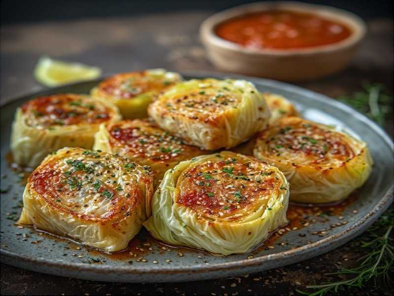sesame ginger keto cabbage rolls