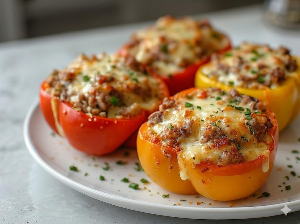 easy keto philly cheesesteak stuffed peppers