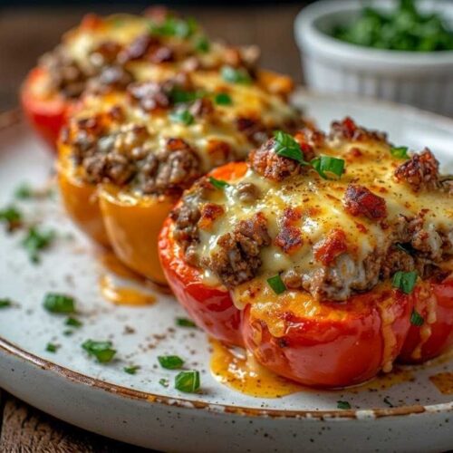 easy keto philly cheesesteak stuffed peppers