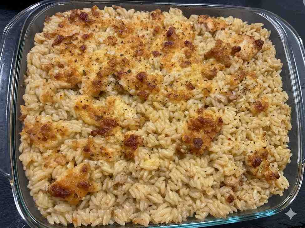 French Onion Chicken Orzo Casserole Easy