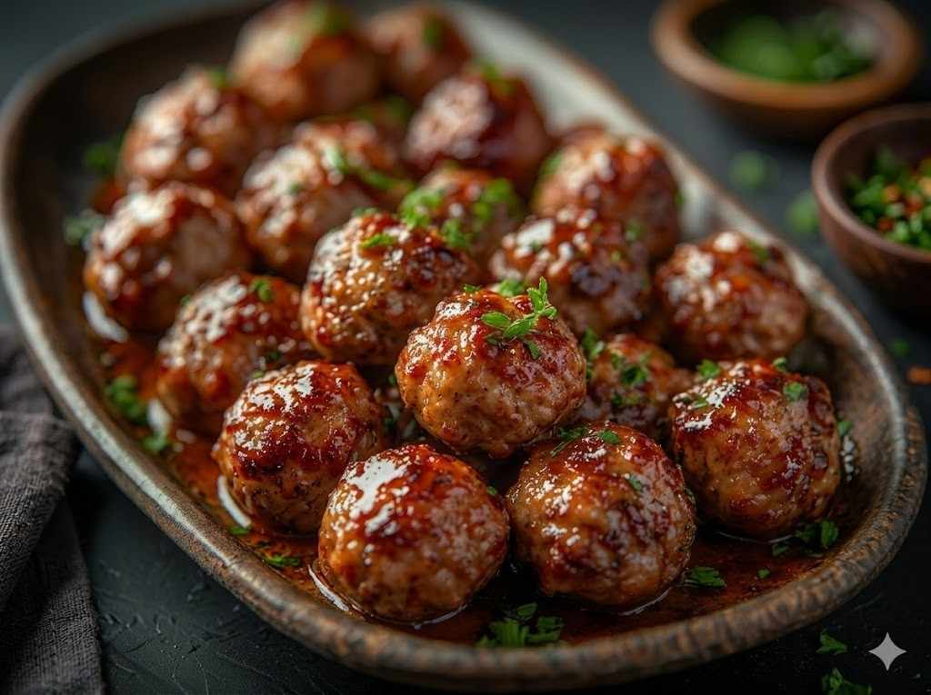 Juicy Korean Style BBQ Meatballs with Spicy Mayo Sauce