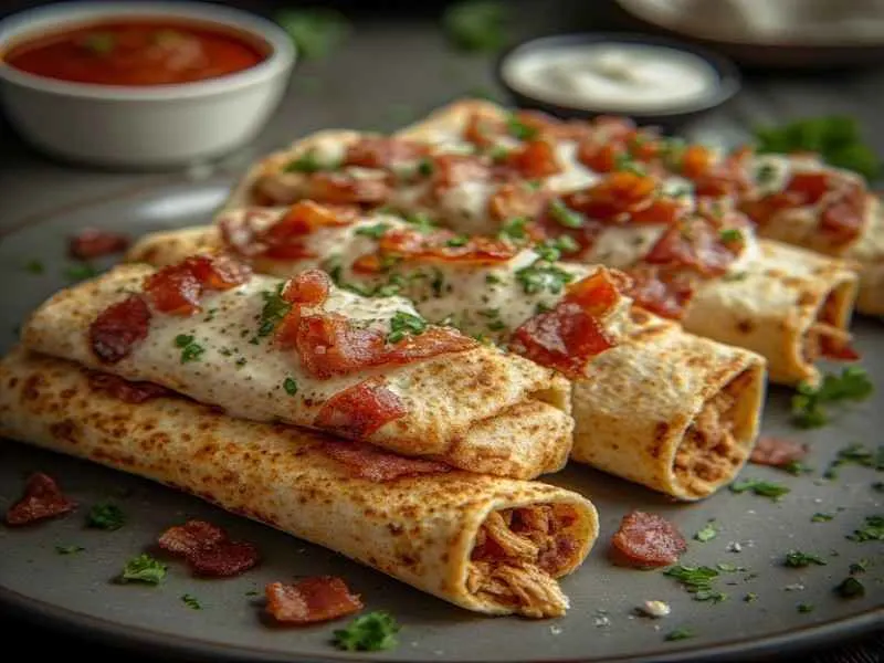keto bacon chicken ranch taquitos