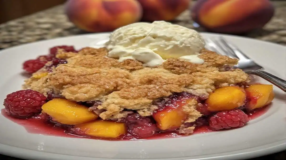 Easy Peach and Raspberry Cobbler