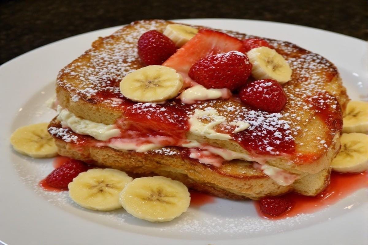 strawberry banana cheesecake stuffed french toast