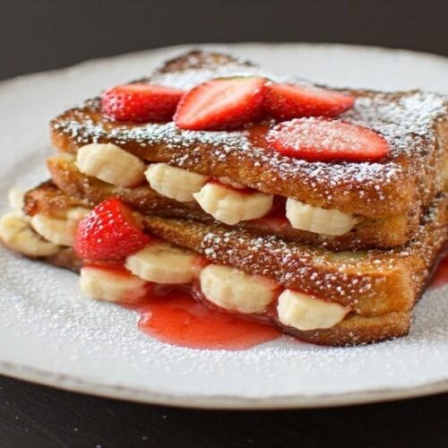 strawberry banana cheesecake stuffed french toast