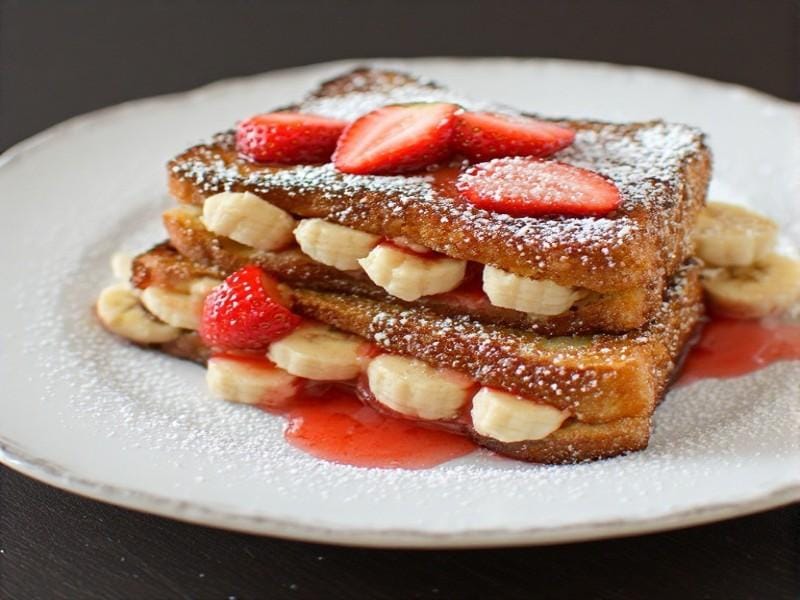 strawberry banana cheesecake stuffed french toast