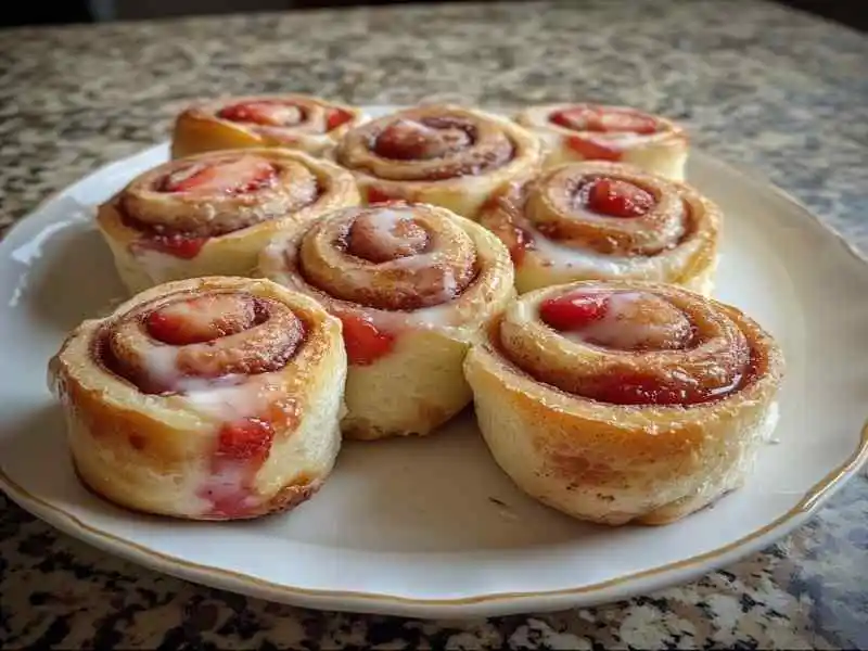 strawberry cinnamon rolls sourdough