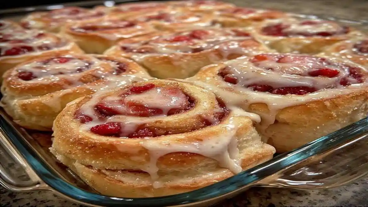 strawberry cinnamon rolls sourdough