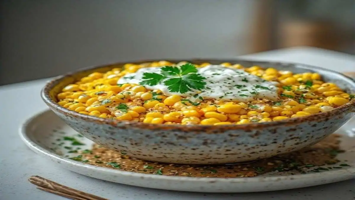 Corn Bowl with Cilantro Cream Sauce