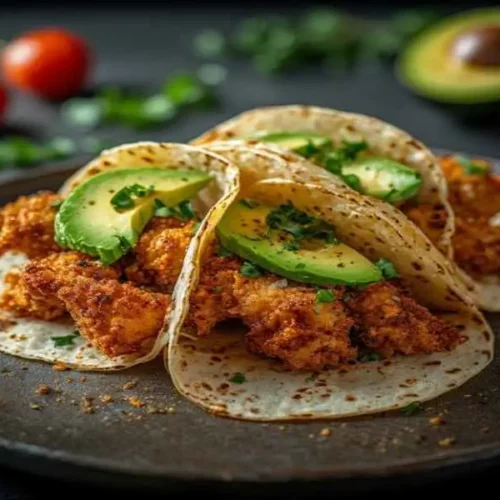 Crispy Poblano Chicken Tacos with Avocado