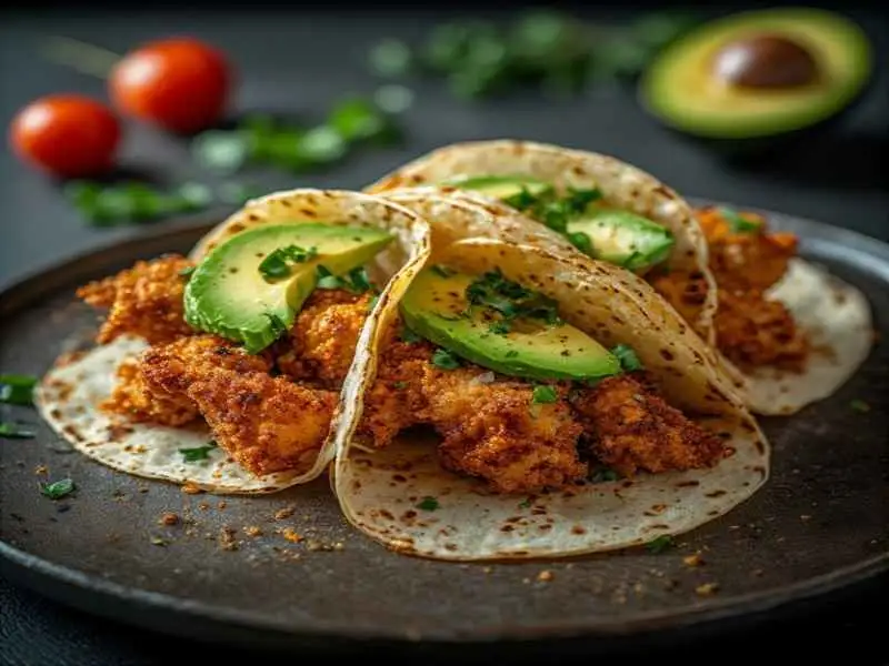 Crispy Poblano Chicken Tacos with Avocado

