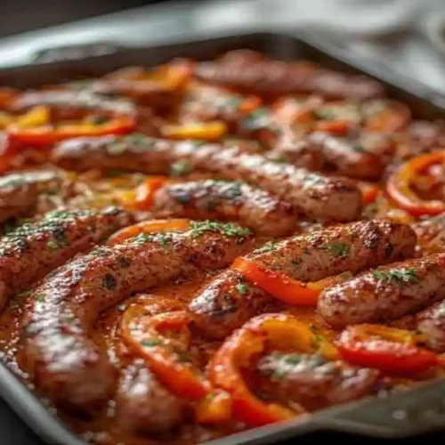 Crispy Sheet Pan Sausage and Peppers
