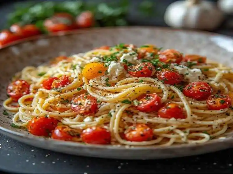 Roasted Tomato and Garlic Ricotta Pasta
