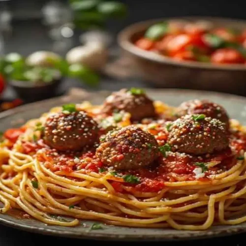 baked spaghetti and meatballs ricotta