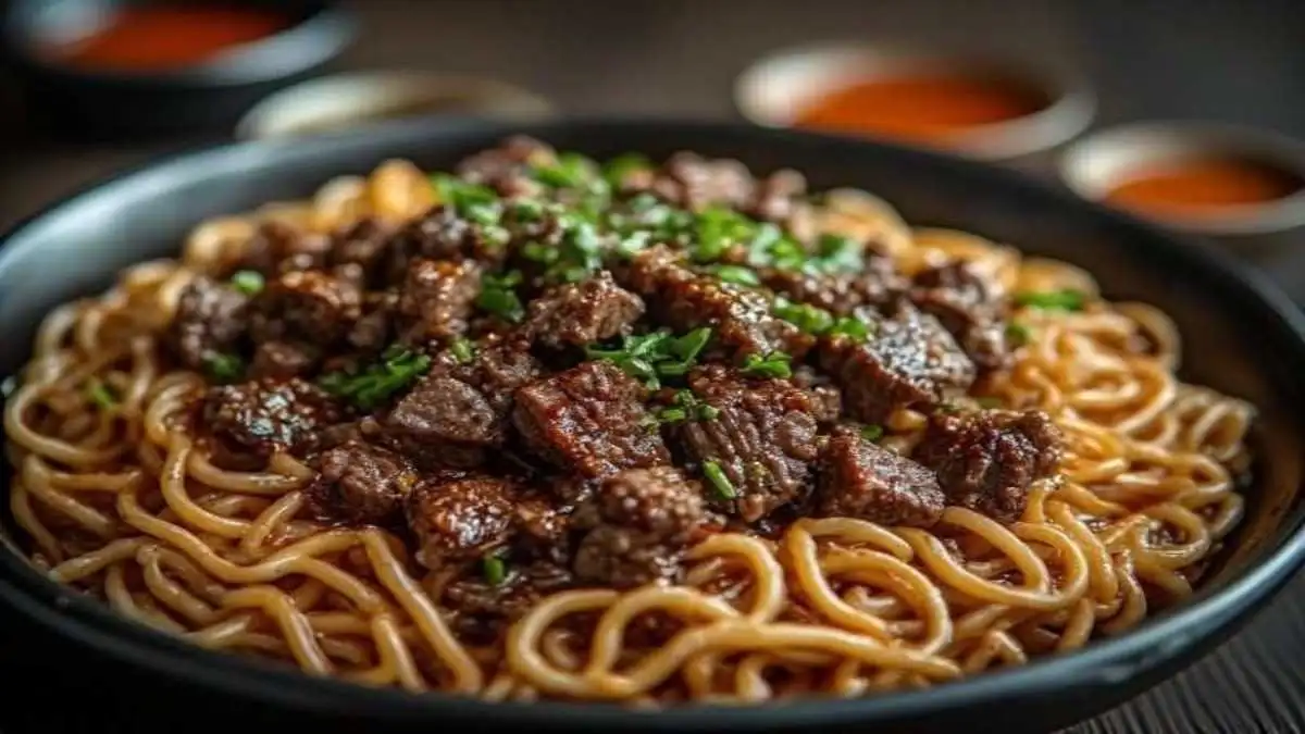 black pepper beef udon noodles