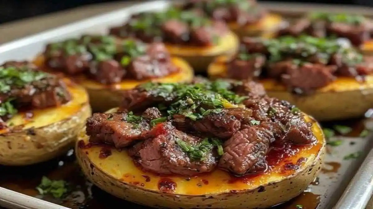 burnt pellet BBQ steak loaded potato skins