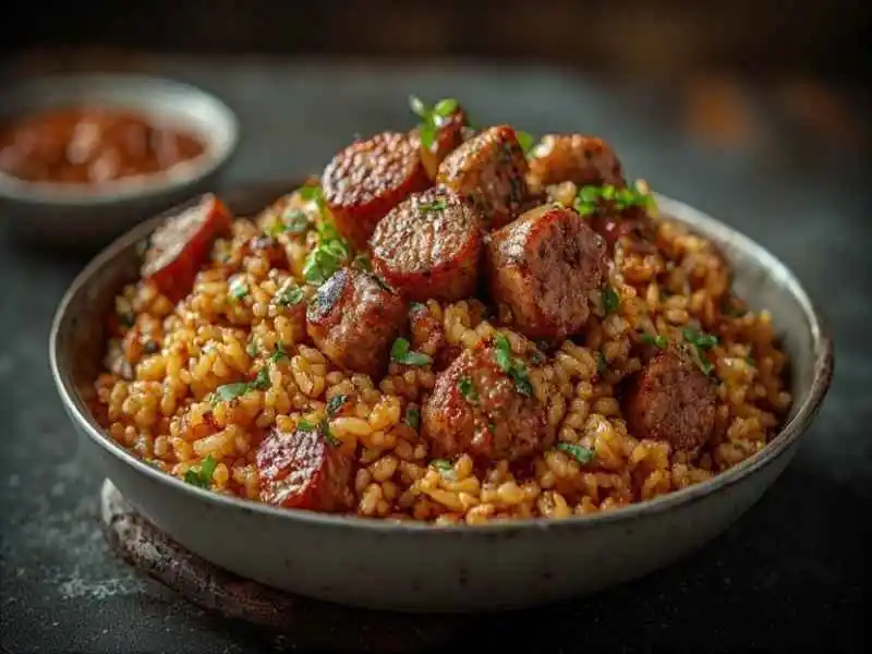 Cajun Dirty Rice with Smoked Sausage