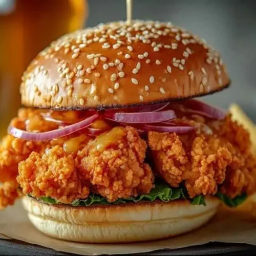 crispy garlic bang bang chicken sandwich