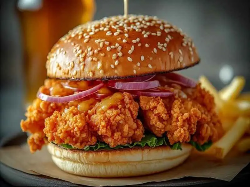 crispy garlic bang bang chicken sandwich