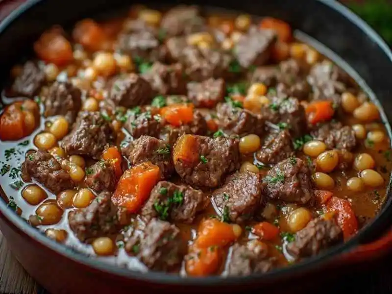 dutch oven beef and barley stew