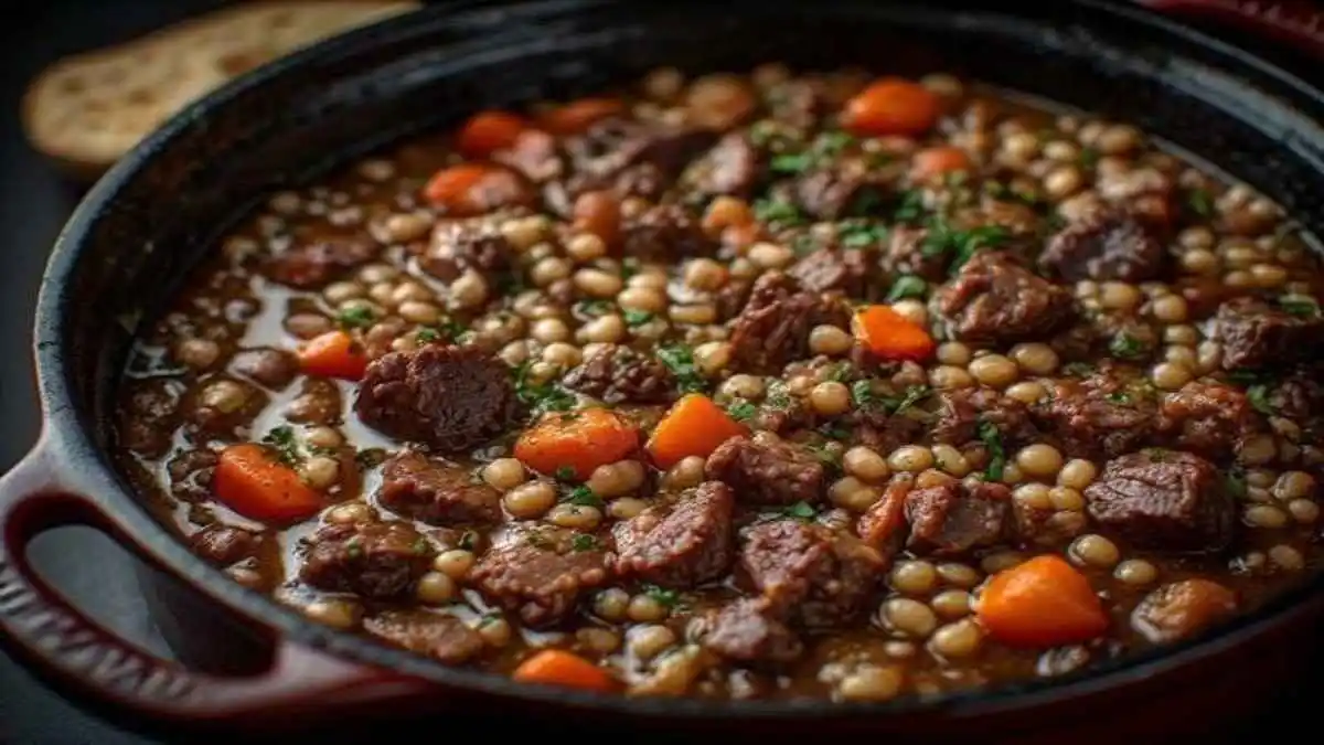 dutch oven beef and barley stew
