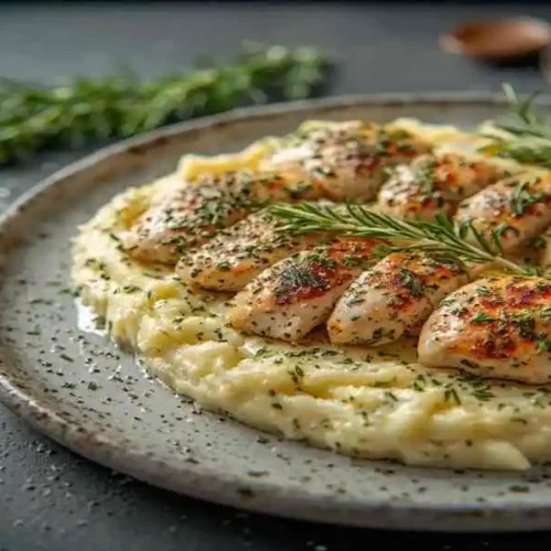 garlic herb chicken with creamy mashed potatoes