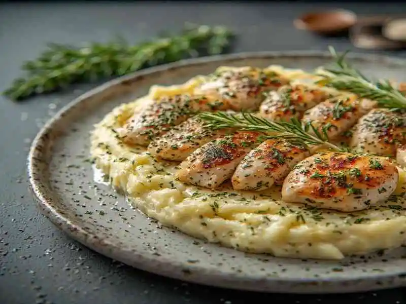 garlic herb chicken with creamy mashed potatoes