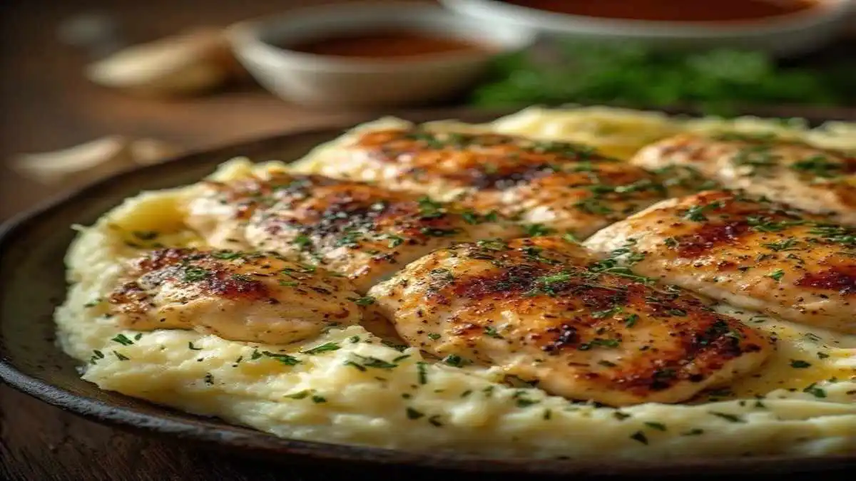 garlic herb chicken with creamy mashed potatoes