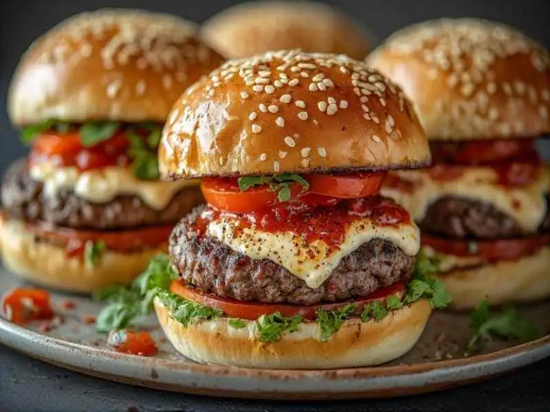keto feta burgers with tomato cream sauce