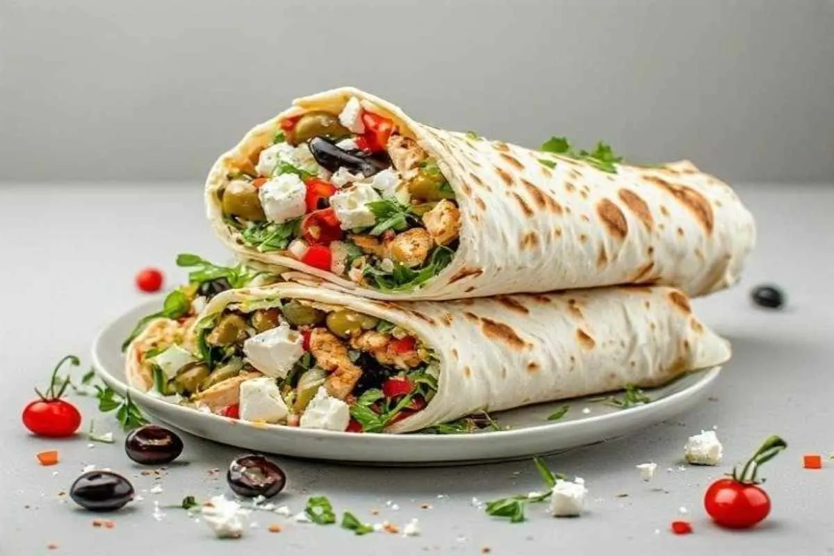 Mediterranean Greek Chicken Wraps with Feta and Olive Sauce