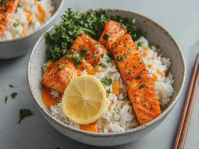 Salmon Rice Bowls with Bang Bang Sauce