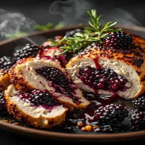 Spicy Blackberry Cream Cheese Stuffed Chicken Breast