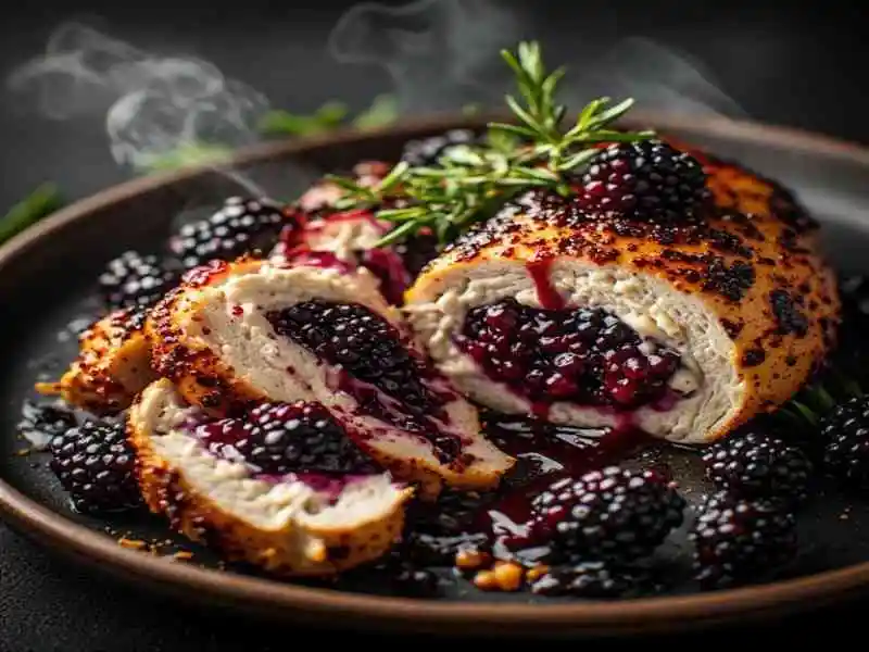 Spicy Blackberry Cream Cheese Stuffed Chicken Breast
