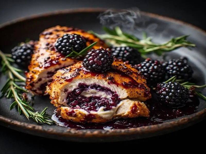 Spicy Blackberry Cream Cheese Stuffed Chicken Breast