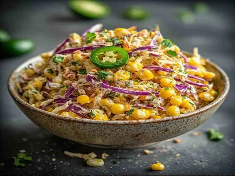 spicy jalapeno corn coleslaw