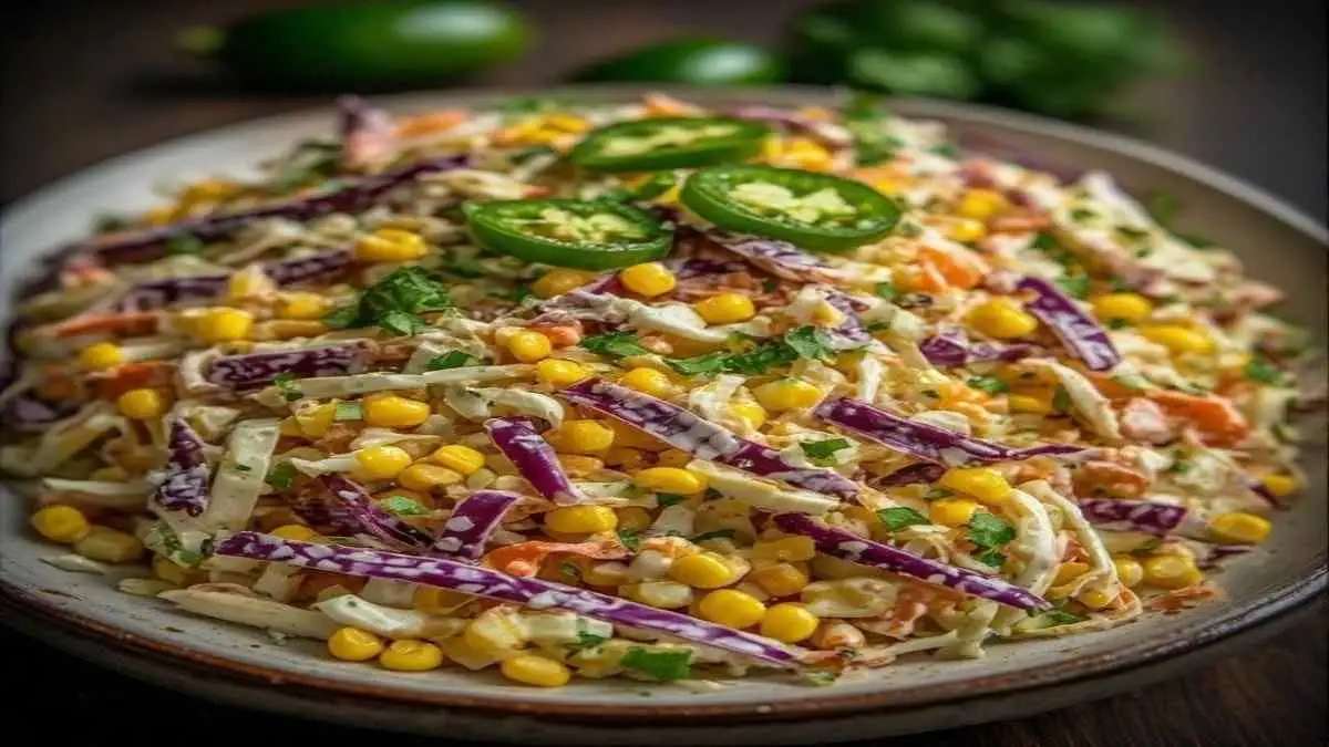 spicy jalapeno corn coleslaw