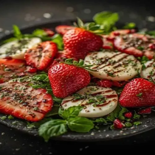 strawberry caprese balsamic salad