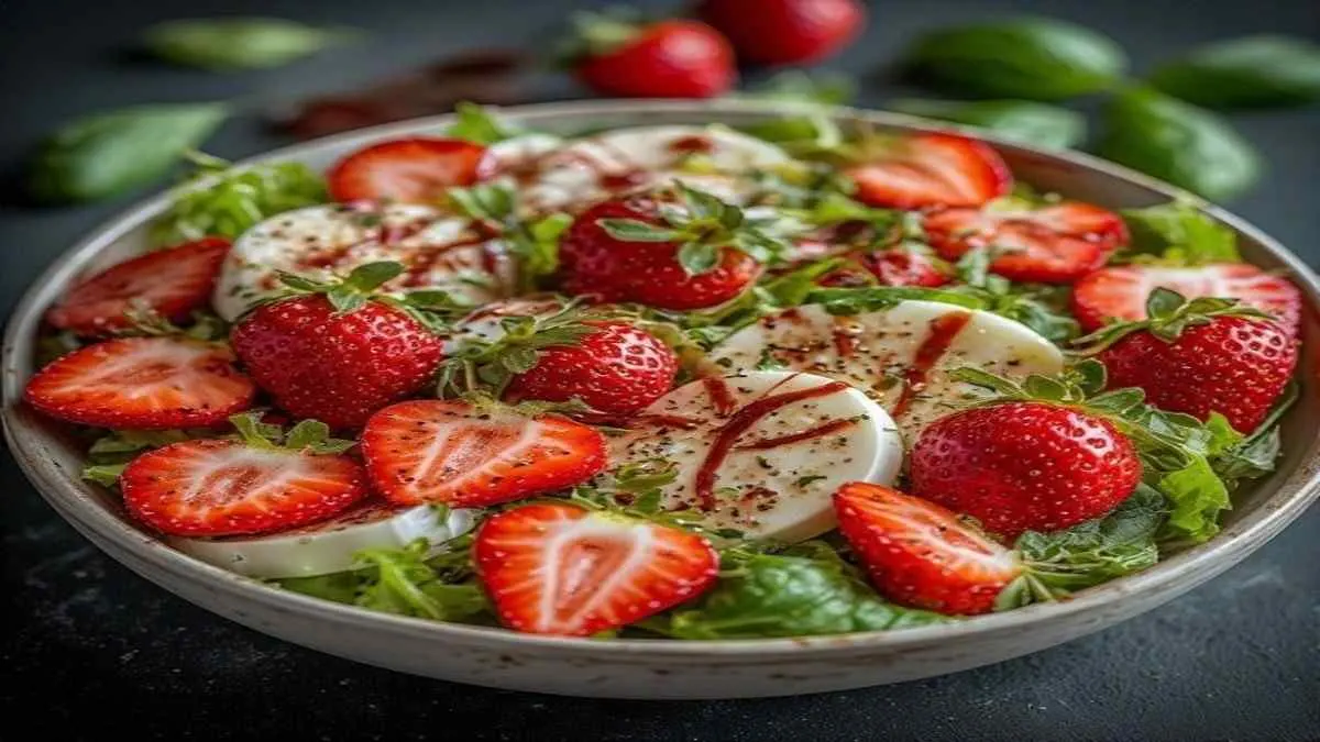 strawberry caprese balsamic salad