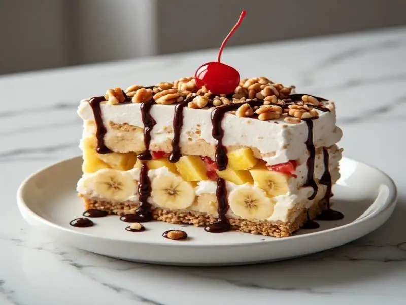 no bake banana split cake
