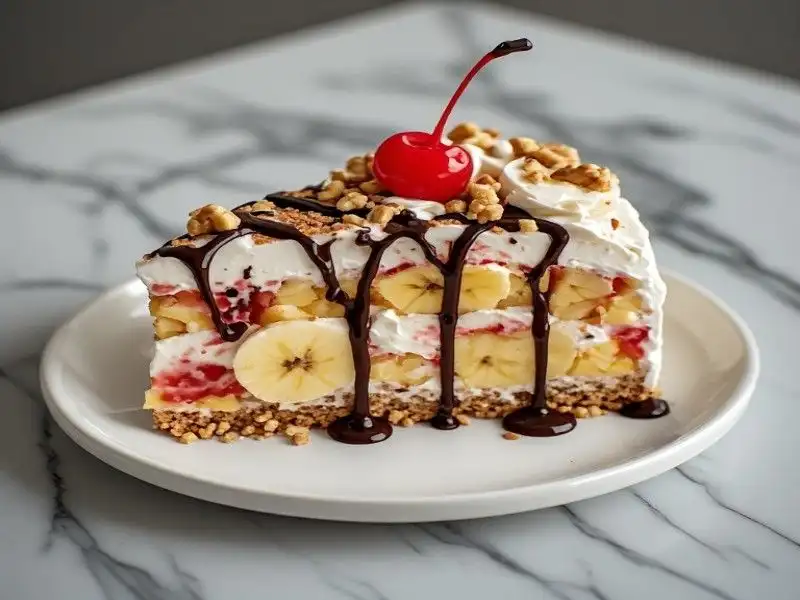 no bake banana split cake