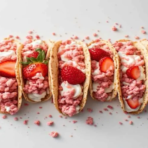 strawberry crunch cheesecake tacos